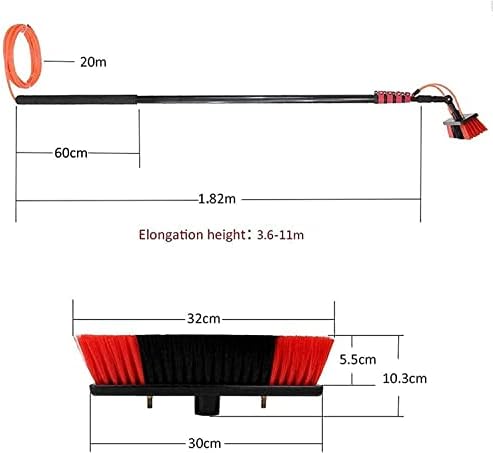 Glass Cleaning Brush Home Water Fed Telescopic Pole Kit Solar Panel Brush Rotating for Photovoltaic PanelWater Fed Pole Kit 3.6M 11M Window Cleaning with Brush Outdoor Window Cleaner for Gl