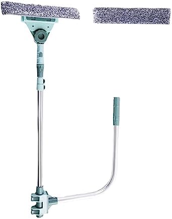 Window Cleaner Squeegee External Window Washer U Shape Window Cleaner Window Squeegee with Long Handle for Car Windshield Tiles Wall Clean (Horizontal Head)