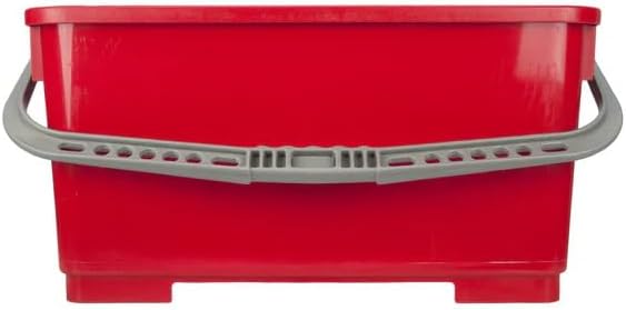 Pulex 6 Gallon Durable Lightweight Mop Bucket with Squeegee Carrying Clips and Ergonomic Handle for Floor and Window Cleaning - Red