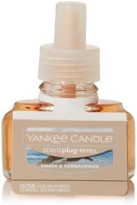 Yankee Candle ScentPlug Refill for Plug in Air Fresheners Scented Oil Refills Long Lasting Home Fragrance Amber &amp Sandalwood (Pack of 4)