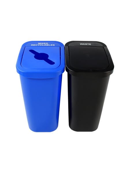 City Box 10 Gallon Double Bin Trash Can Recycle Bin with Lid for Residential Business and Commercial Recycling - NYC Compliant (Double Kit Recycle Waste)