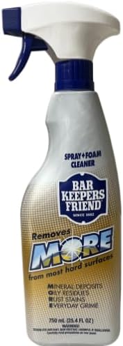 Bar Keepers Friend 1PACK BUNDLE MORE Spray Foam Cleaner (750ml) with Sponge Microfiber Cloth &amp Crevice Cleaning Brush