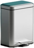 Compost bin kitchen/garbage Soft-Close Kitchen Trash Can with Lid Stainless Steel Step Trash Can Anti Fingerprint Pedal Trash Can with Removable Inner Bucket for Home Office Step trash can(Silver15