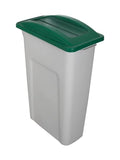 Waste Wise Recycled HDPE Waste or Recycling Bin for Commercial Spaces with Swinging Lid - (Green/Grey 23 Gallons)