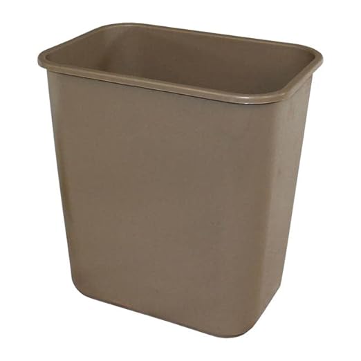 Soft-Sided Plastic Wastebasket Beige 28 qt