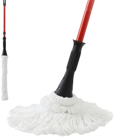 57.5 Inch Long Handle Self-Bending Twist Mop Wet &amp Dry Microfiber for Cleaning Floors Wet Mop can be Used for Commercial and Residential Cleaning of Hardwood Vinyl Tile and More.