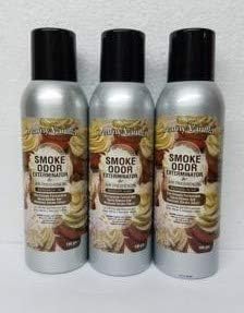 Smoke Odor Exterminator 198 gm/ 7 oz Large Spray Creamy Vanilla Set of Three Cans.