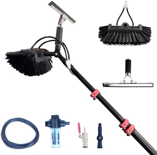 Glass Cleaning Brush Home Water Fed Telescopic Pole Kit Solar Panel Brush Rotating for Photovoltaic PanelTelescopic Window Cleaning Pole Kit - 3.6-10.8M Extendable Brush &amp Water Fed System