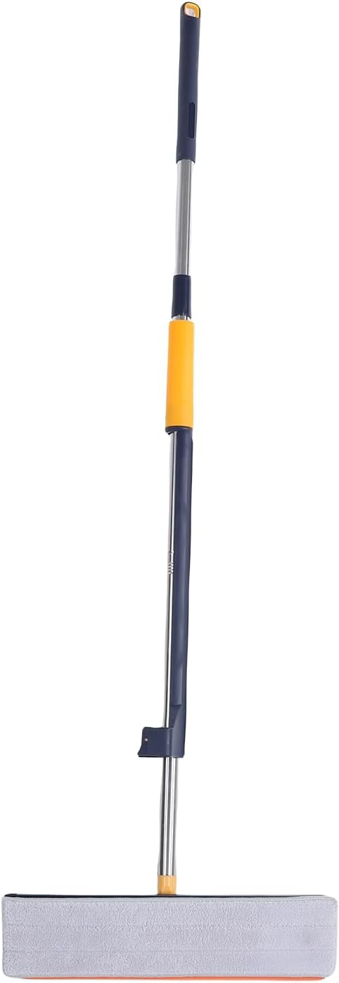 Dioche Flat Mop Set Flat Mop Set with 6 Reusable Microfiber Pads - Stainless Steel Handle 360° Rotating for Easy Cleaning on Tile Wood and Laminate Floors (Dark Blue+6 Microfiber Reusable Pads)