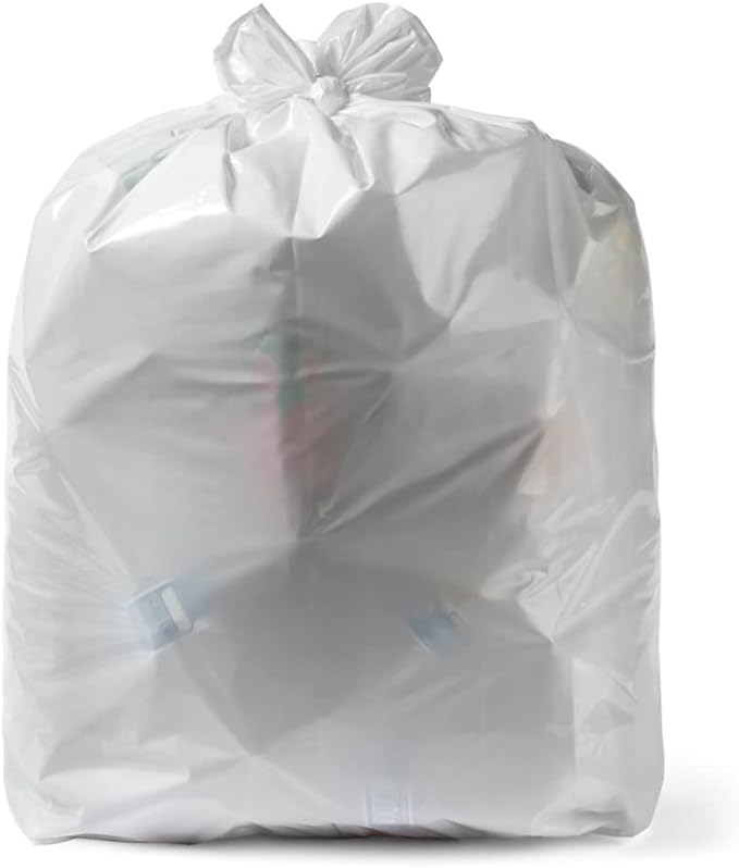 Aluf Plastics 45 Gallon Trash Bags 40 x 46 White (Pack of 400) - For Bathroom Household Office and Lightweight Garbage - Coreless Rolls