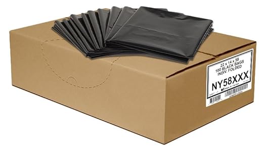 Aluf Plastics 50-55 Gallon 2.3 MIL Black Heavy Duty Garbage Trash Bags - 36 x 58 - Pack of 100 - For Contractor Industrial Institutional &amp Commercial