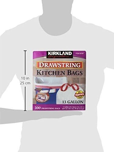 Kirkland Signature Drawstring Kitchen Trash Bags - 13 Gallon 200 Count