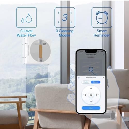 Automatic Window Cleaning Robot Smart Glass Cleaner with Dual Water Spray Intelligent Path Planning 2800Pa Suction Edge Detection Remote Control for High-Rise Windows and Tiles