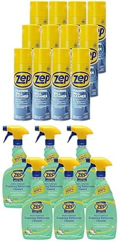 Zep Foaming Wall Cleaner Home Pro Multi-Purpose Foaming Bathroom Cleaner - ZUFWC18 18 oz (case of 12) &amp R53106 32 oz (Case of 6) - Removes Stains Without Damaging Finishes &amp Removes Soap Scum