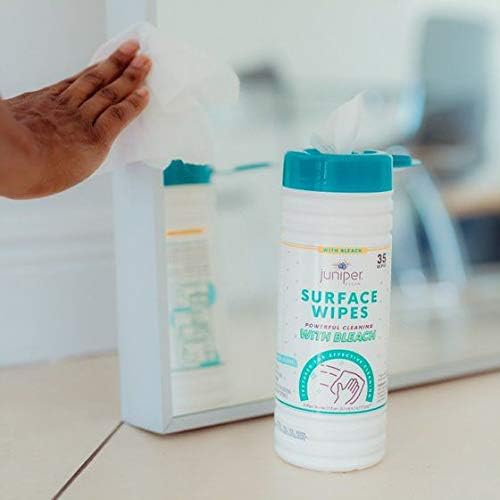 12 Pack Surface Cleaning Wipes with Bleach All-Purpose Cleaner for Bathroom Kitchen Office 420 Count Canister 7.5 x 7 Sheet Fresh Scent Lint Free &amp Durable