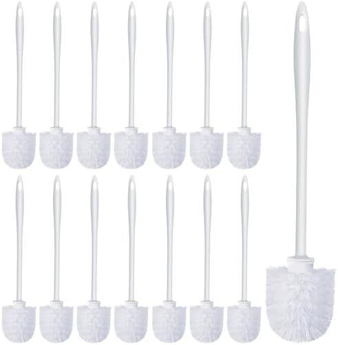 15 Pcs Toilet Brushes 14.2 Inch Toilet Bowl Brush Long Plastic Handled Cleaning Scrubber Heavy Duty Toilets Scrubber Brush for Home Commercial Restrooms Bathroom Cleaning(White)