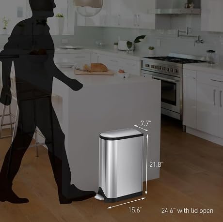 simplehuman Diaper Can with Odorsorb System (Odorsorb Pods and Odorsorb Liners) 18 Liter/ 4.8 Gallon White Stainless Steel