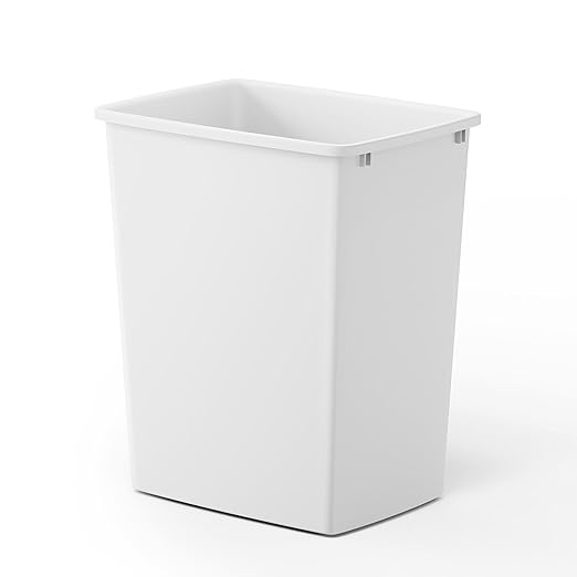 LOVMOR 35QT Kitchen Trash Can Sturdy and Lightweight Slim Trash Can Trash Cans for Kitchen Workspace Bathroom Office Easy to Clean 1 Pack White