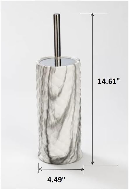 J&ampV TEXTILES Ceramic Toilet Brush Toilet Bowl Brush with Extra Long Handle Durable Bristles Toilet Scrubber and Covered Holder for Toilet Brush Set for Bathroom Cleaning (Chrome/Marble)