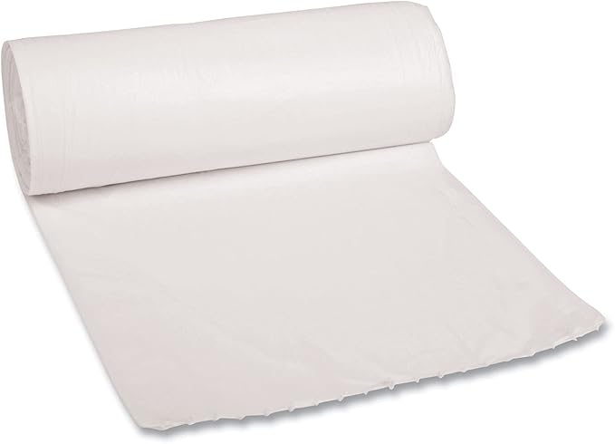 Extra Heavy-Duty 30 Gallon White Trash Bags 0.6 Mil Low-Density Garbage Bags 30 x 36 Perforated Roll 25 Bags/Roll 8 Rolls/Carton