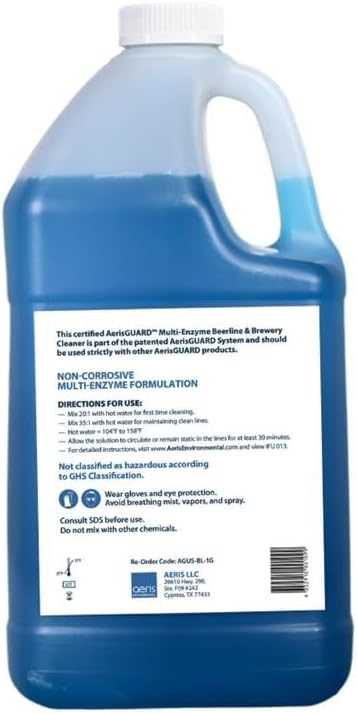 Multi-Enzyme Beer Line Cleaner Liquid - Non-Corrosive Removes Organic Buildup - 1 Gallon