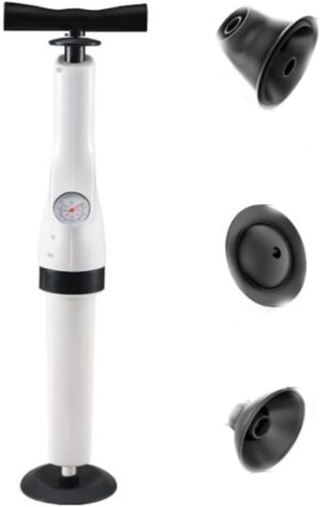 Toilet Plunger Toilet Clog Remover with Replaceable Plug Cordless Manual Toilet Clog Remover High Pressure Air Plunger with Visual Pressure Gauge Suitable for Dredging Pipes
