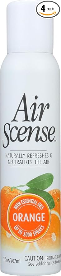 Air Scense Orange Air Freshener - 4 Pack 7 oz Each - Up to 200 sq ft Kitchens Bathrooms Living Rooms Offices