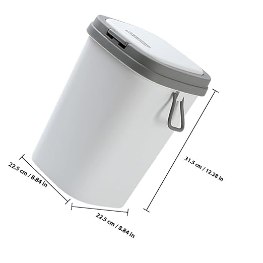 Press Type Trash Can with Lid 13L Gray Plastic Wastebasket for Bathroom Kitchen Living Room Compression Garbage Bin for Home Use