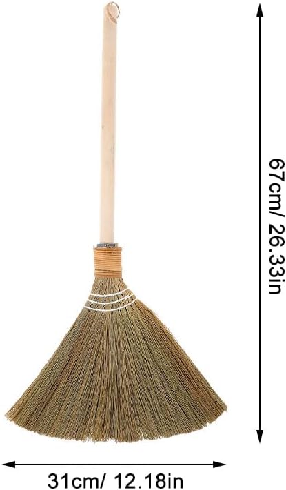BESTYASH Handmade Soft Straw Broom with Removable Design for Indoor Dust Cleaning Natural Woven Broom for Living Room Bedroom and Kitchen Sweeping