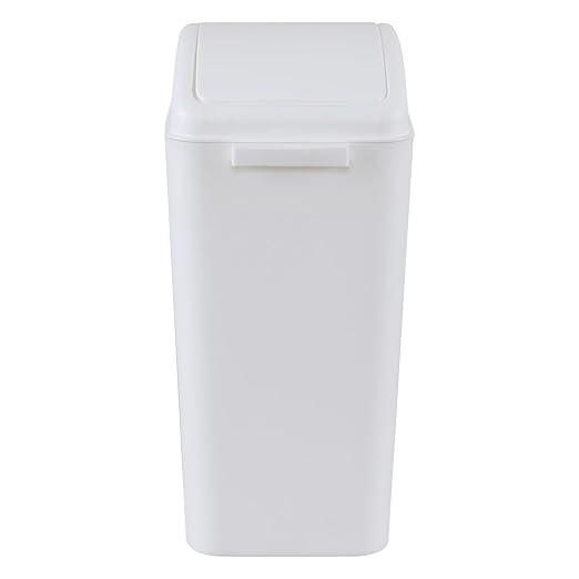 4.2 Gallon Swing Top Wastebasket Plastic Garbage Bin for Home Office &amp Slim Space-Saving (White)