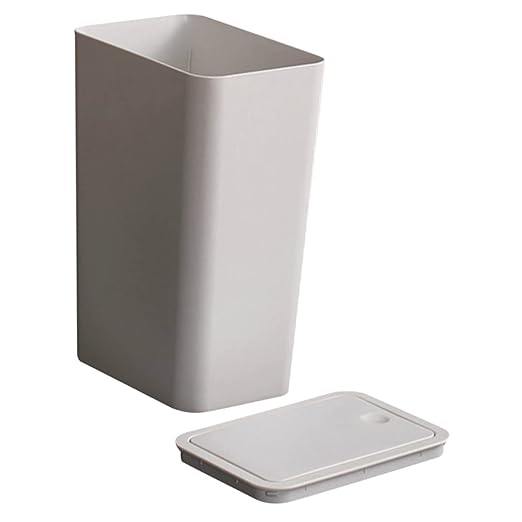Small Trash Can with Lid Plastic Waste Basket for Bathroom Kitchen Office Compact Design for Narrow Spaces Reliable Trash Container for Home