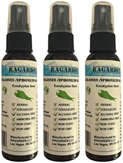 RAGARDEN Eyeglasses/iPhone/iPad Cleaner. Eucalyptus Floral Water. Bulk Quantity (3) of 2 oz Spray Bottles.