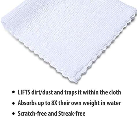 Eurow 200GSM Microfiber Cleaning and Drying Cloths with Dispenser Box Reusable Streak-Free Scratch-Free Ultra Absorbent Edgeless for All Surface Types 12x12in 100-Pack White