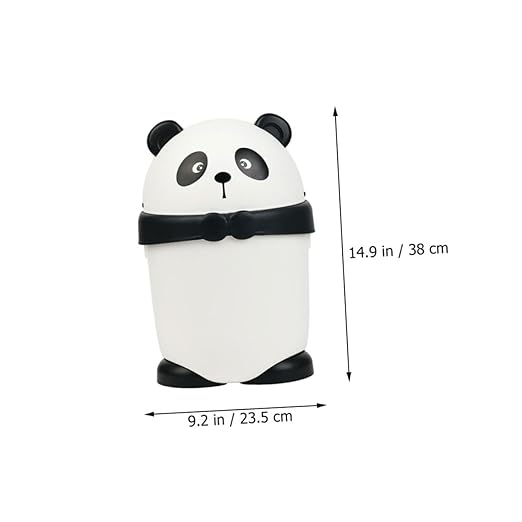 Cartoon Panda Trash Can with Cover for Small Compact Garbage Bin with Odor Prevention Cute Animal Wastebasket for Office Kitchen Bedroom Use