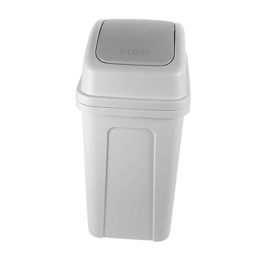 Large Capacity Trash Can with Lid Thick Plastic Kitchen Wastebasket for Home Living Room and Bathroom Easy Press Open Design for Compact Spaces