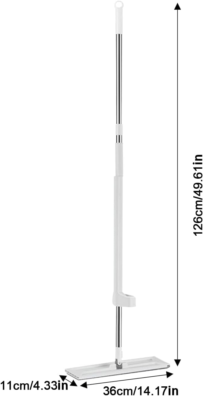Floor Scrubber Mop - 126*36*11cm/49.61*14.17*4.33 Inches Tile Floor Scrubber Mop Self-Cleaning Bucket System Microfiber Flat Mops with Stainless Steel Handle | Wet Dry Dust Mopp for Convenient Pract