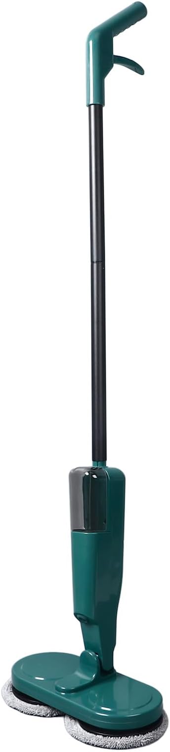 Electric Mop Cordless Rechargeable with Water Sprayer Lightweight 3.4lb 44” Floor Cleaner - Quiet Operation Adjustable Rod &amp 180° Rotating Head for Hardwood Tile Marble Flo (Green)