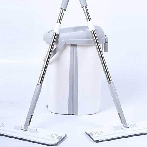 Hand Free Flat Squeeze Mop with Bucket Microfiber Pads for Hardwood Laminate Tile Cleaning