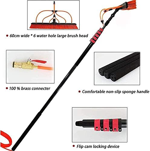 Glass Cleaning Brush Home Water Fed Telescopic Pole Kit Solar Panel Brush Rotating for Photovoltaic PanelWindow Cleaning Equipment Window Cleaning BrushTelesextension Cleaning Pole Water F