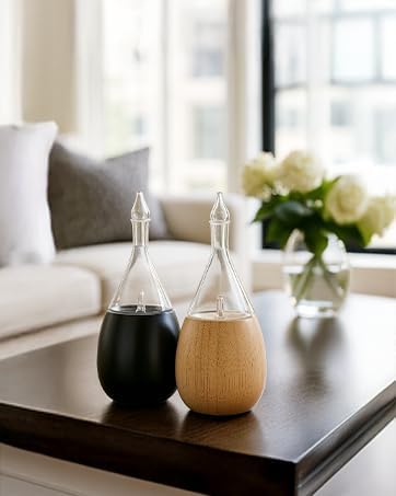 Raindrop 2.0 Aromatherapy Diffuser for Essential Oil Waterless Glass Nebulizer w/Auto-Off Switch BPA Free - Black