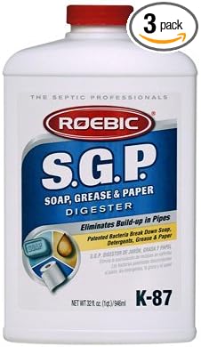 (3) bottles Roebic K-87 32oz SGP Soap Grease &amp Paper Digester Drain Septic Tank Cleaner by Roebic