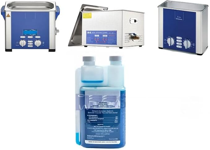 Ultrasonic Cleaning Solution 16oz (473ml) Pint Bottle Hospital Grade Cleaner Makes 16 gallons Blue