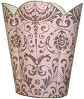 WB1289-Pink and Taupe Damask Wastepaper Basket