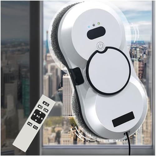 Smart Window Cleaner Robot with Remote Control | 20-Minute Power Failure Protection | Automatic Glass Cleaning with Water Spray | Smart Home Device | Route Planning &amp Frame Detection (White)