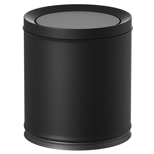 10L/2.6GAL Black Bathroom Trash Can with Swing LidBedroom Garbage can with lid Small Trash Bin for BathroomBedroomOfficeLiving RoomHotelBank