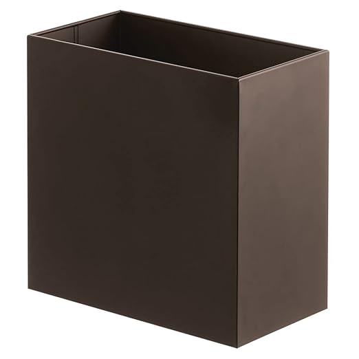 mDesign Small Steel Rectangular 2.4 Gallon/9.1 Liter Trash Can Waste Basket for Bathroom Bedroom Home Office - Holds Garbage Recycling Household Items - Linn Collection - Bronze