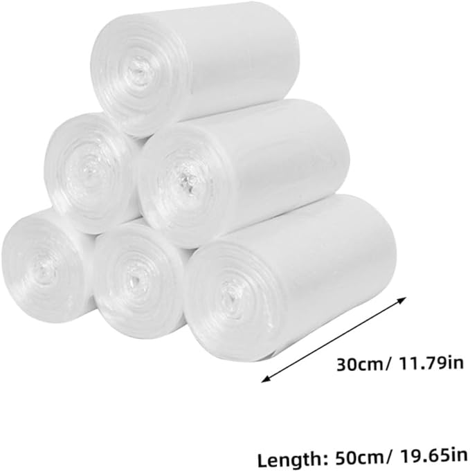 Thickened Plastic Trash Bags 6 Rolls (45×50cm 30pcs Each) Disposable Flat Opening Garbage Bags for Home Bedroom Office Waste Disposal
