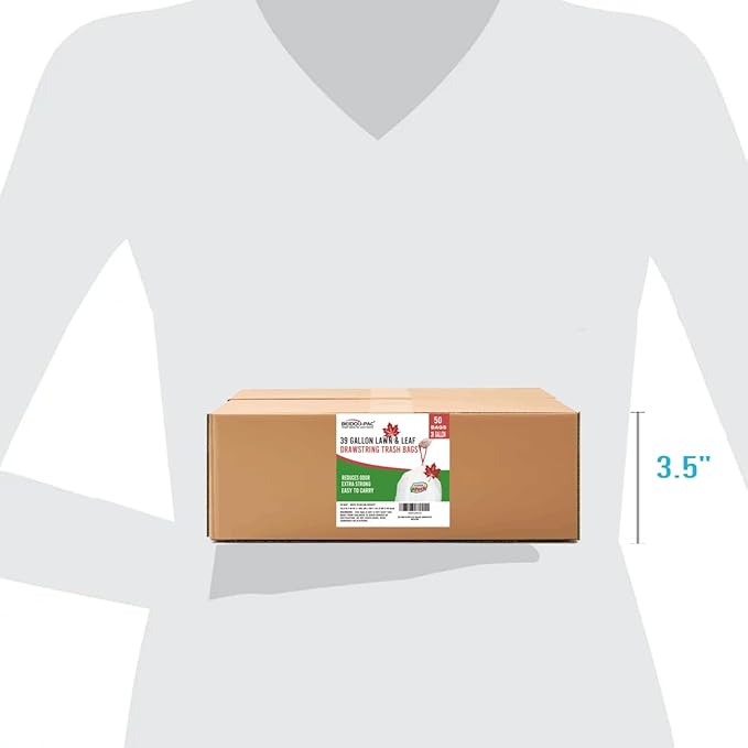 39 Gallon Lawn &amp Leaf Trash Bags Drawstring 50 Count Heavy Duty White &amp Unscented Plastic Bags Multi-purpose Garbage Bags for Home Commercial Outdoor Construction Industrial