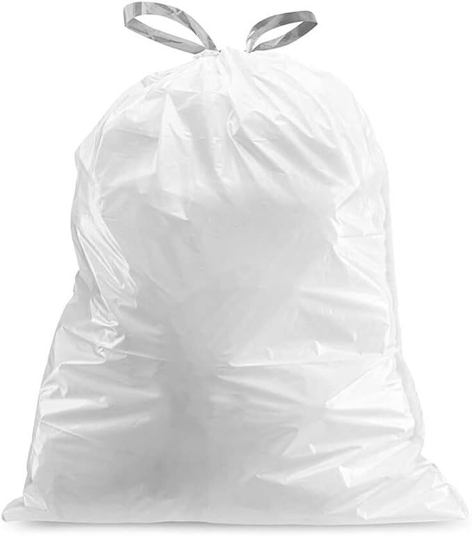 Plasticplace Custom Fit Trash Bags │ White Drawstring Garbage Liners 40-65 Liter │ 25.25'' x 32.75'' &amp Trash Bags │simplehuman (x) Code J White Drawstring Garbage Liners 38-40 Liter │ 21'' x 28''