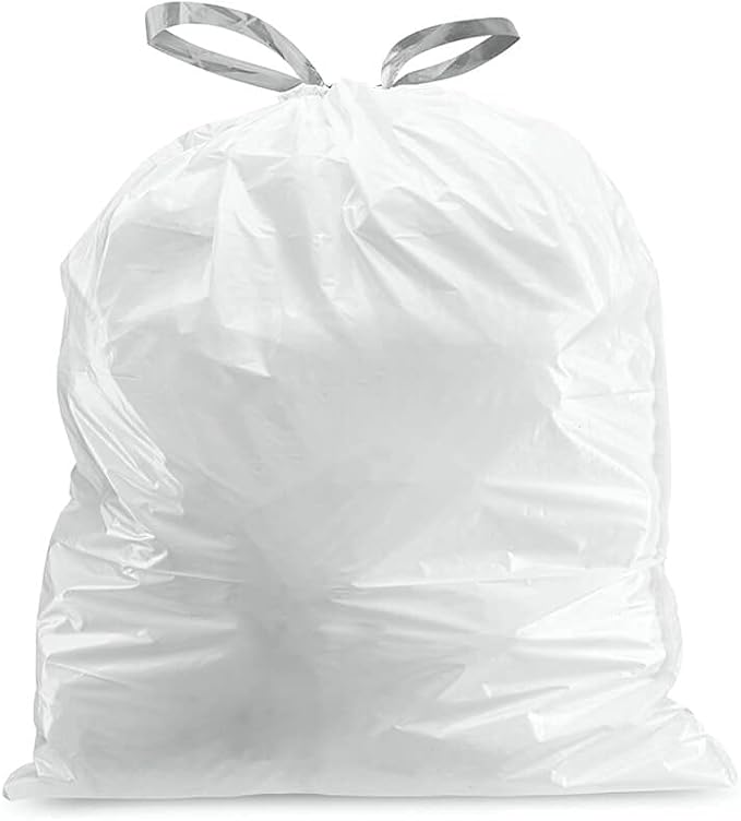Plasticplace Custom Fit Trash Bags Compatible with simplehuman Code V (200 Count) White Drawstring Garbage Liners 4.2-4.8 Gallon/ 16-18 Liter 14.5 x 27.5 (Pack of 4)